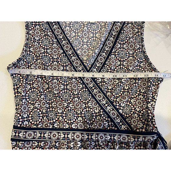 Max Studio Womens Faux Wrap Midi Dress 7904W52 Geometric Print Tie Knot Blue XS - Picture 6 of 10